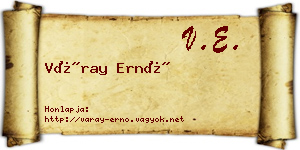 Váray Ernő névjegykártya